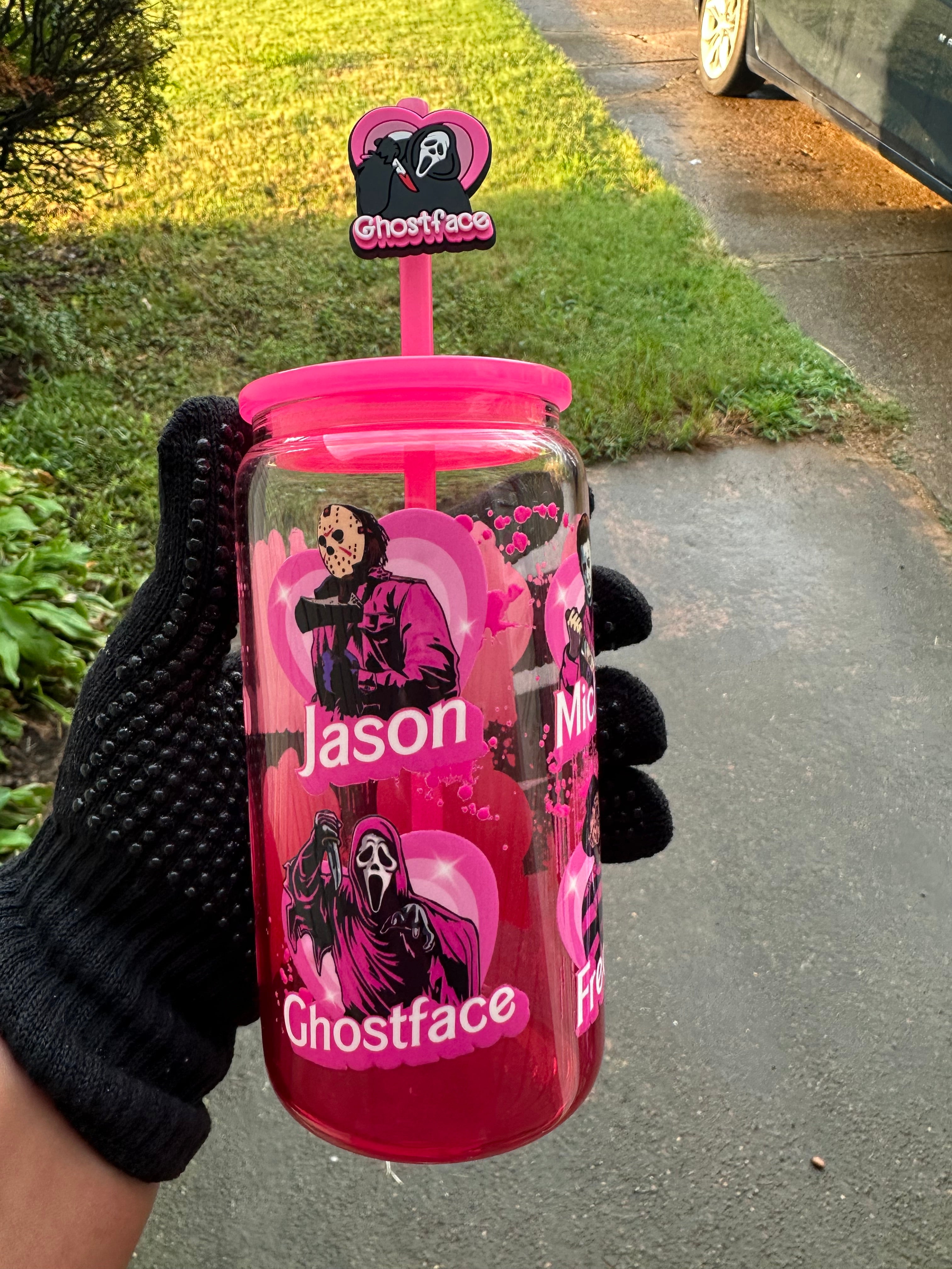 💕🔪 “Killer Crush” 16 oz Glass Tumbler 💕🔪