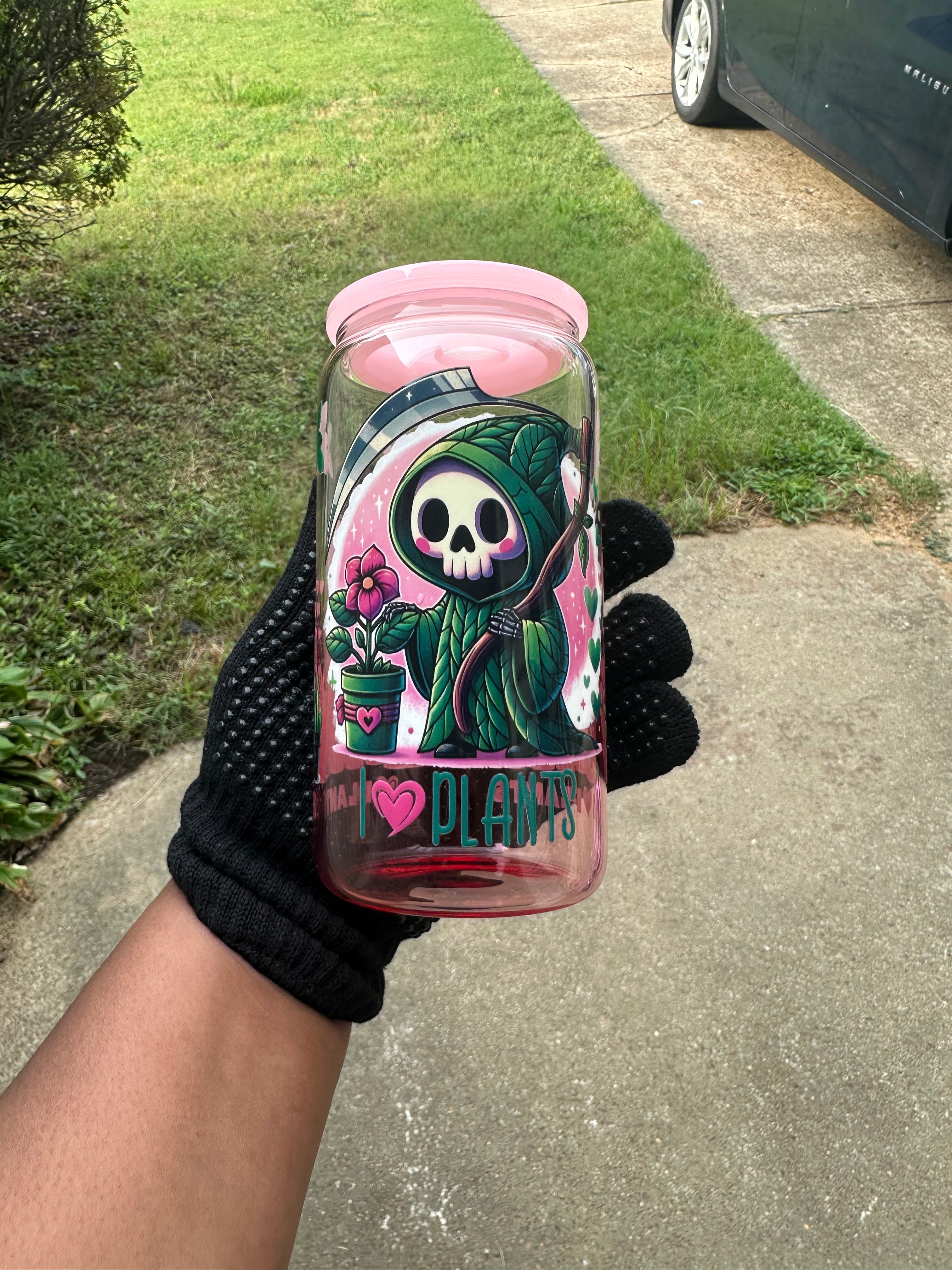 “Plant Reaper” glass tumblers